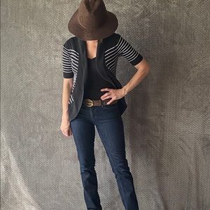 Express navy blue and white striped cardigan, xs